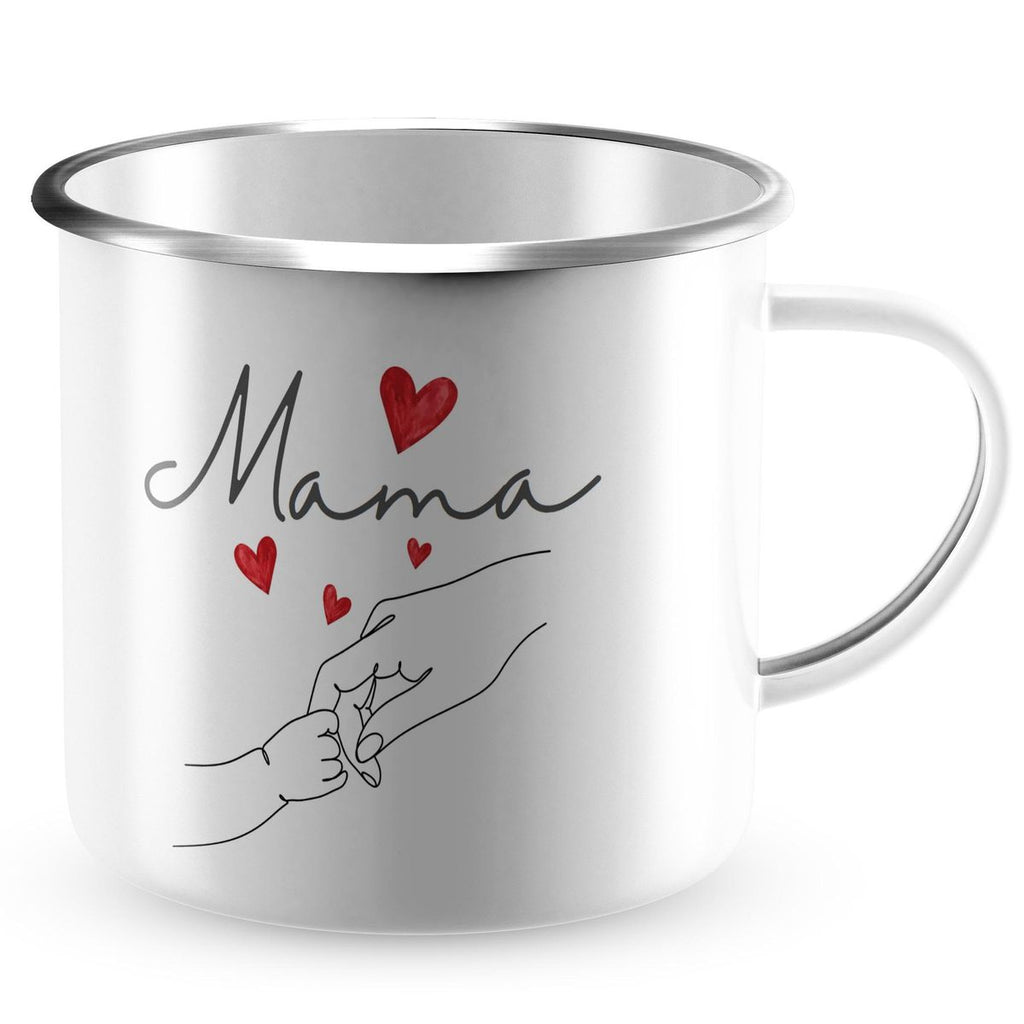 Emaille Tasse Mama und Baby Hand mit vielen Herzen - von Mikalino