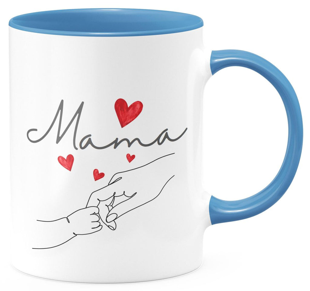 Keramik Tasse Mama und Baby Hand mit vielen Herzen - von Mikalino