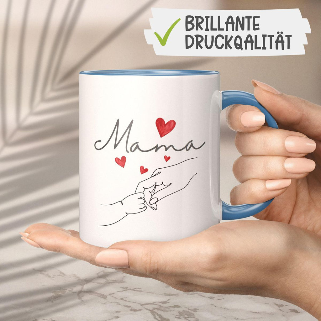 Keramik Tasse Mama und Baby Hand mit vielen Herzen - von Mikalino