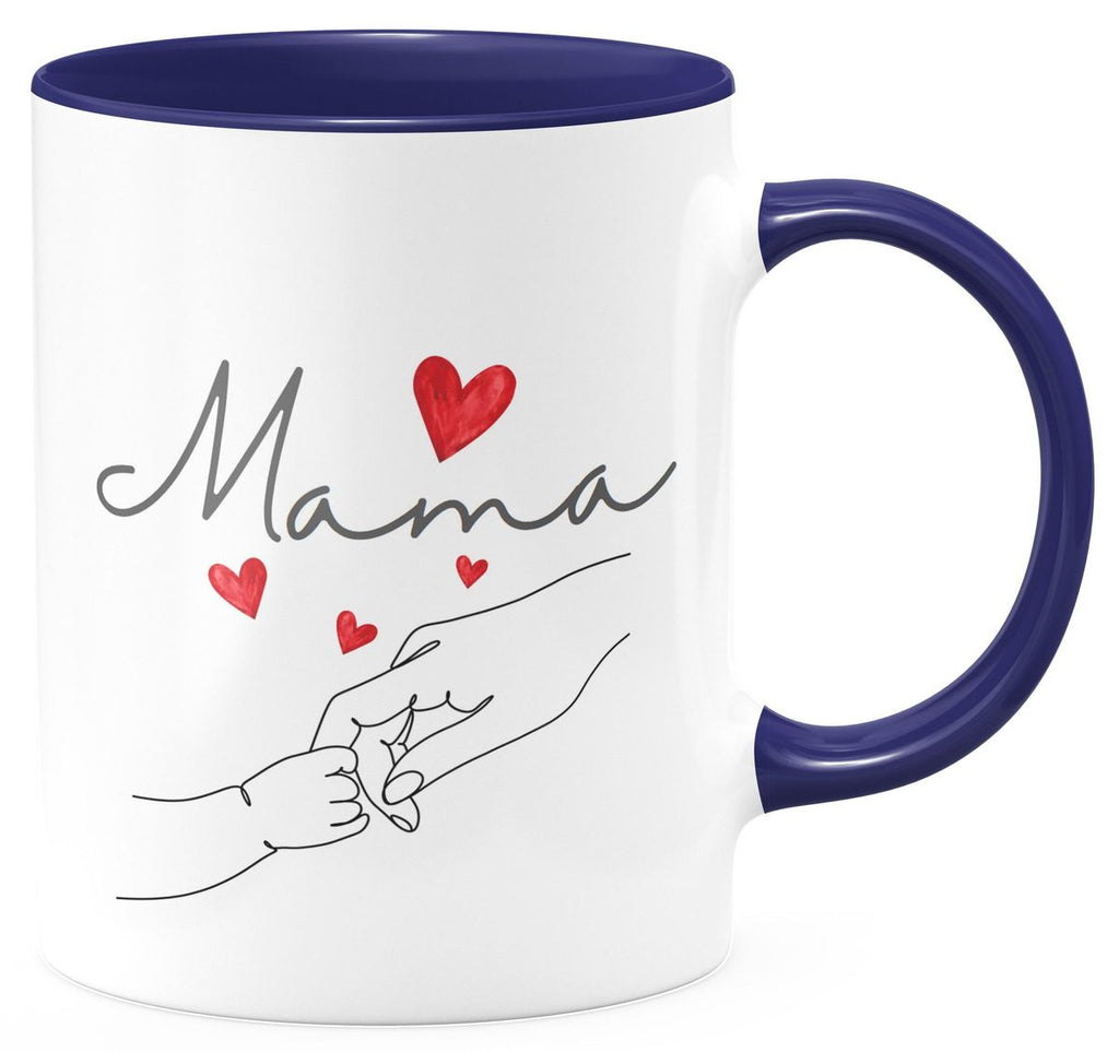 Keramik Tasse Mama und Baby Hand mit vielen Herzen - von Mikalino