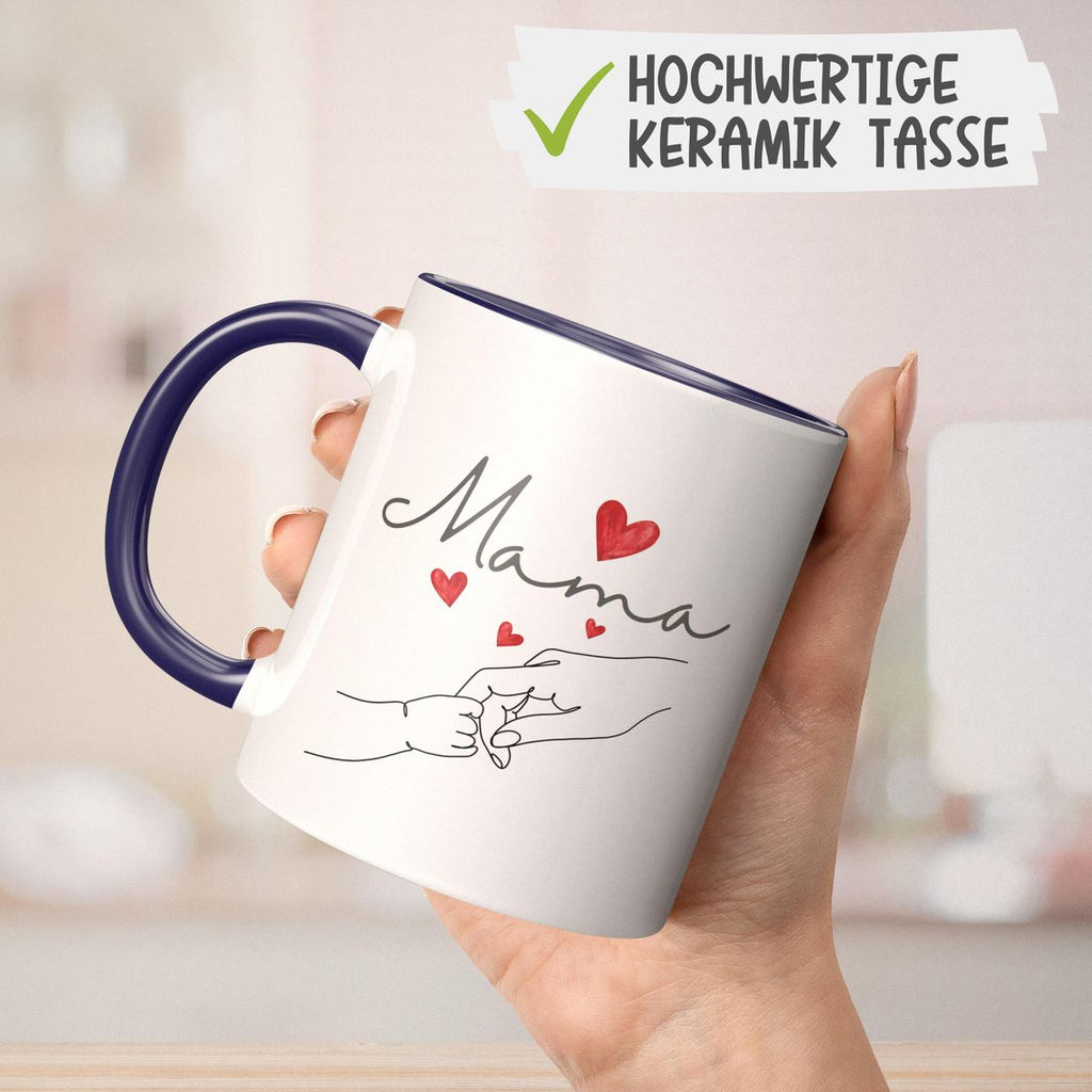 Keramik Tasse Mama und Baby Hand mit vielen Herzen - von Mikalino