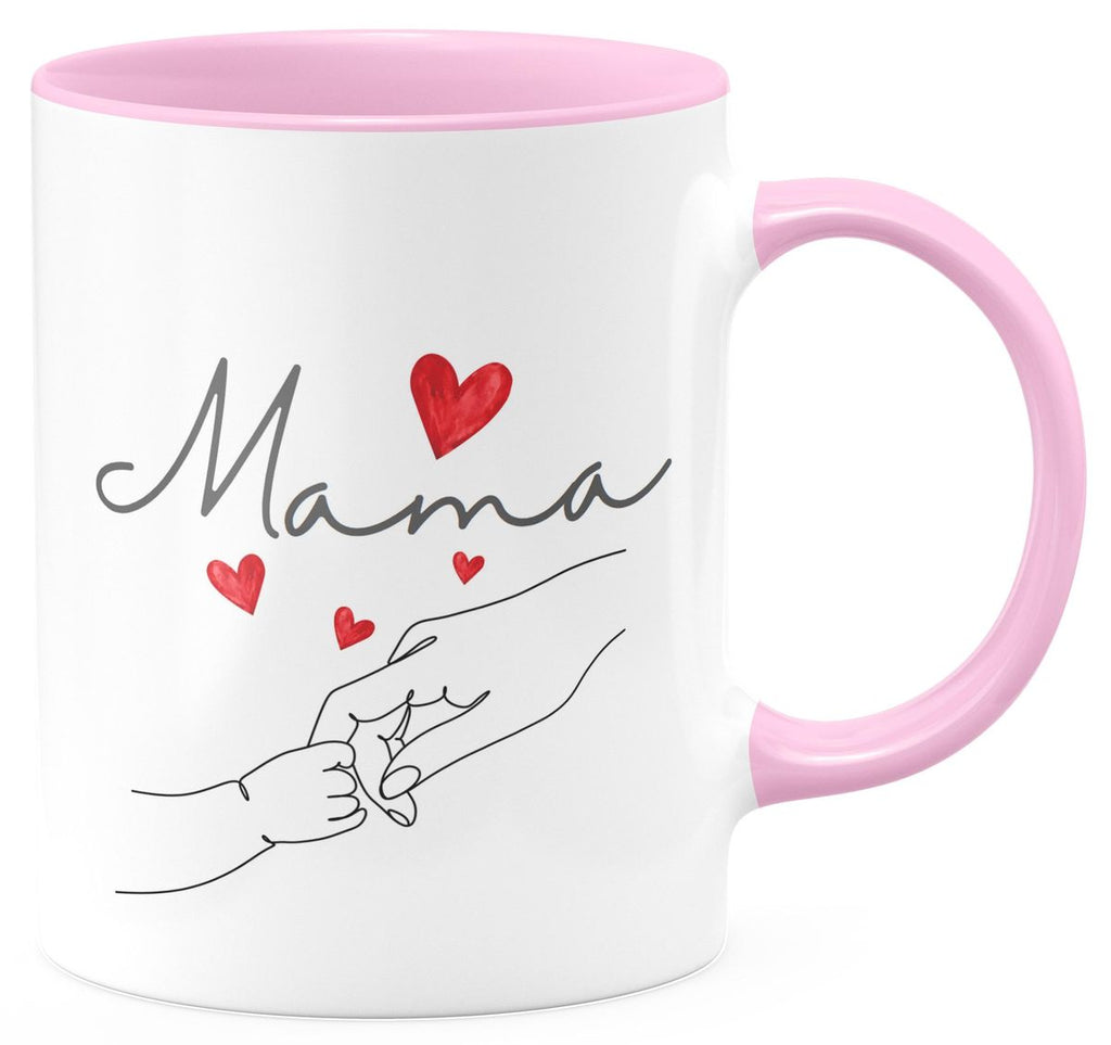 Keramik Tasse Mama und Baby Hand mit vielen Herzen - von Mikalino