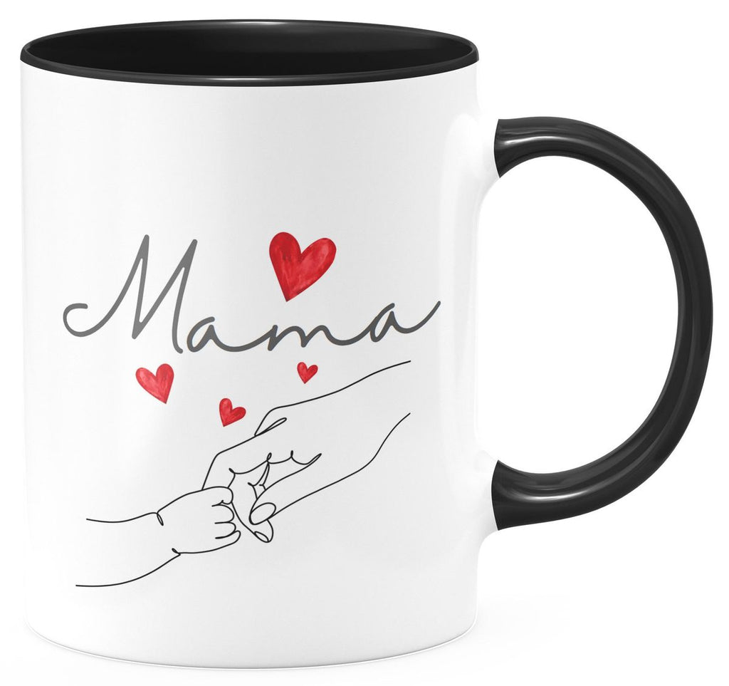 Keramik Tasse Mama und Baby Hand mit vielen Herzen - von Mikalino