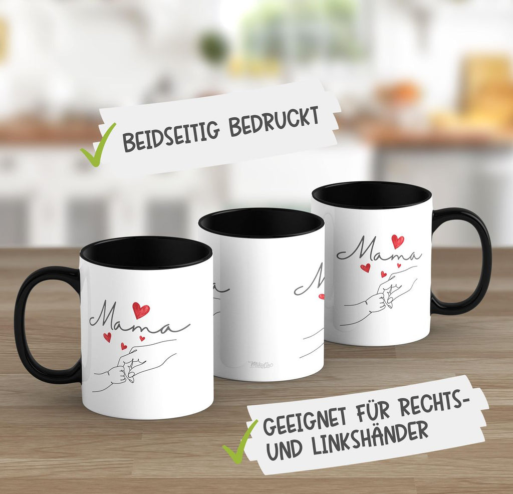 Keramik Tasse Mama und Baby Hand mit vielen Herzen - von Mikalino