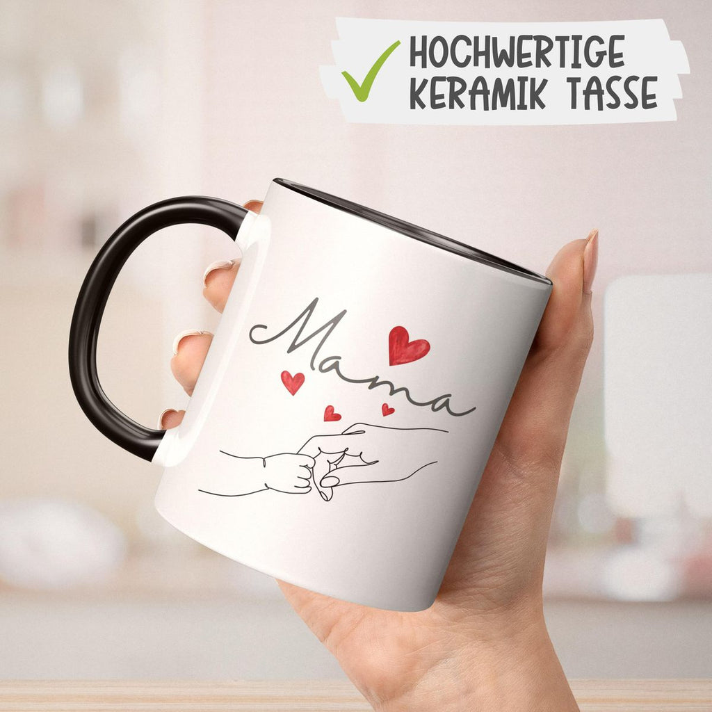 Keramik Tasse Mama und Baby Hand mit vielen Herzen - von Mikalino