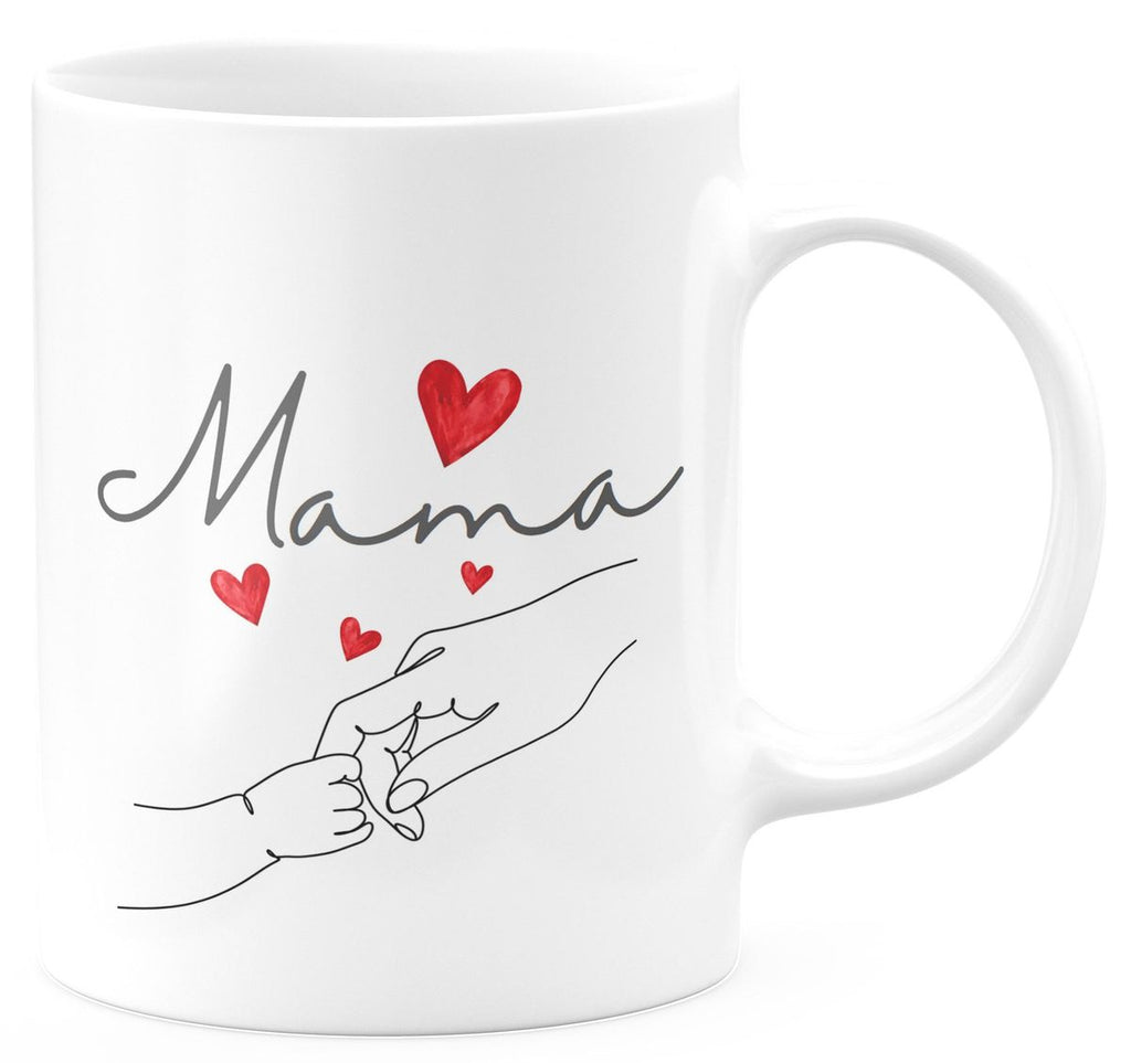 Keramik Tasse Mama und Baby Hand mit vielen Herzen - von Mikalino