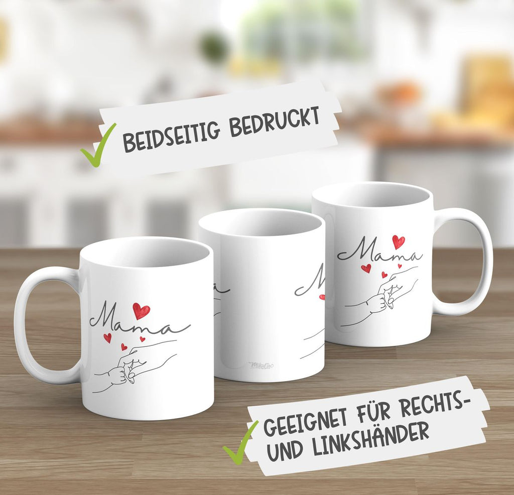 Keramik Tasse Mama und Baby Hand mit vielen Herzen - von Mikalino