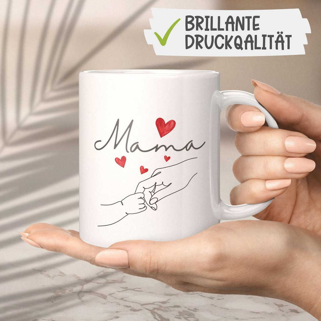 Keramik Tasse Mama und Baby Hand mit vielen Herzen - von Mikalino