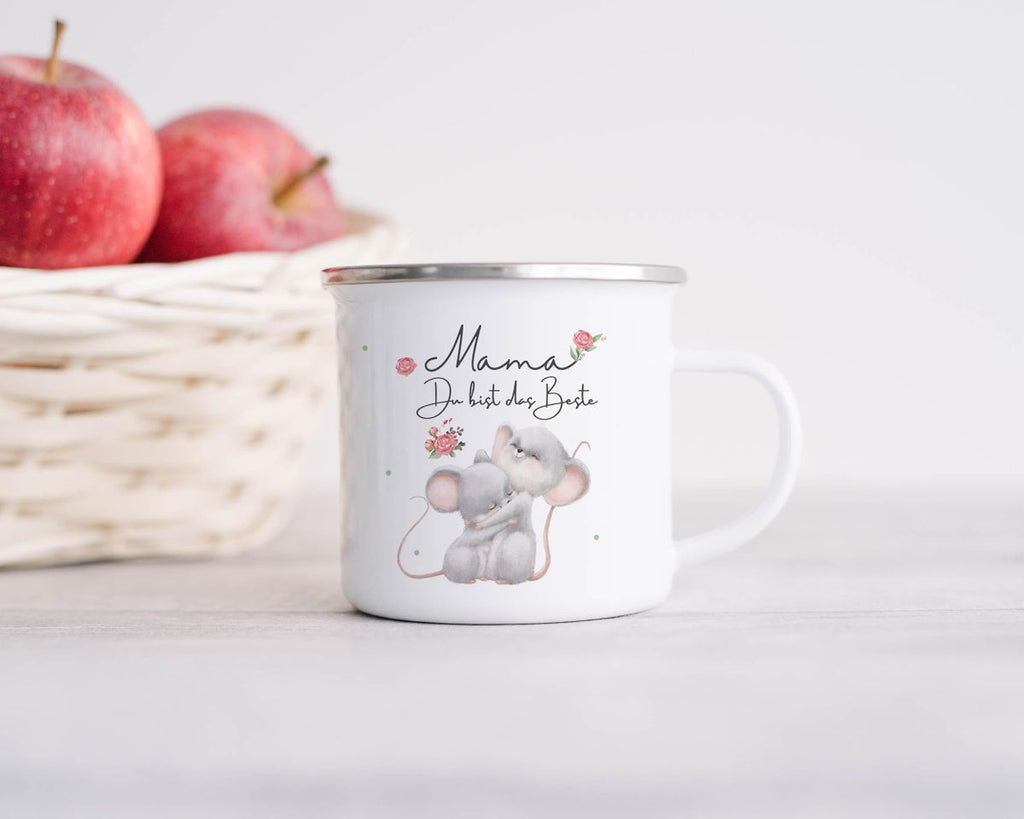 Emaille Tasse Mama du bist die Beste - von Mikalino