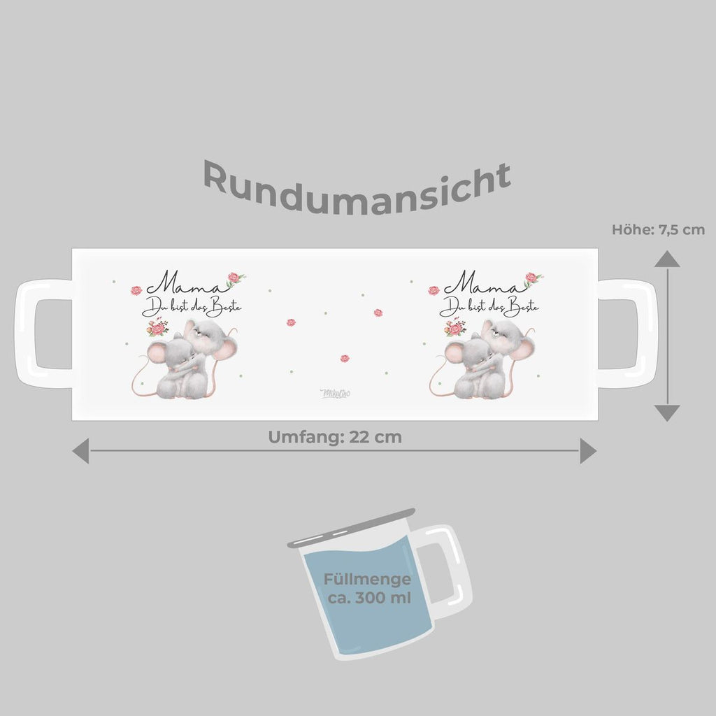 Emaille Tasse Mama du bist die Beste - von Mikalino